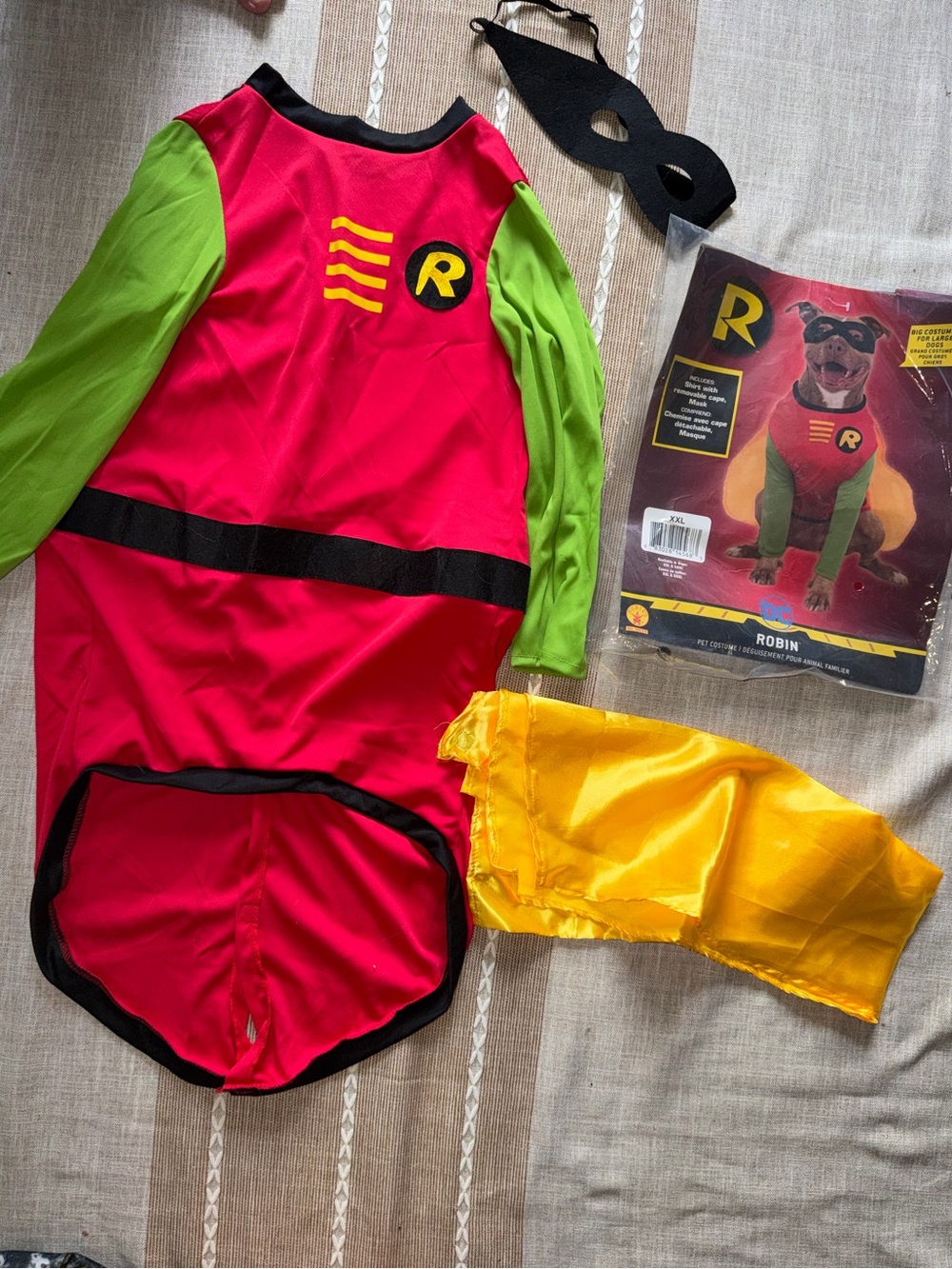 XXL DC Comics Robin Dog Costume - Red, Green & Yellow